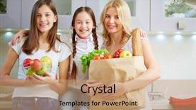  Presentation with grocery bag - Slide deck having her daughters with paper bag background and a  colored foreground