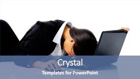  Presentation with desk - Slides with her desk with laptop computer background and a ocean colored foreground