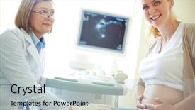  Presentation with examination - PPT theme featuring loaf of rye bread isolated on white background background and a coral colored foreground