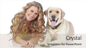  Presentation with dog - Presentation having her dog isolated on white background and a  colored foreground