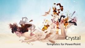  Presentation with birds flying - Beautiful PPT layouts featuring her dress made of birds backdrop and a lemonade colored foreground