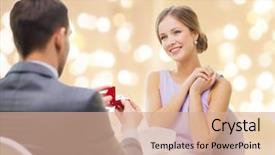  Presentation with valentines - Theme enhanced with her engagement ring at restaurant background and a coral colored foreground