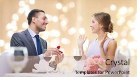  Presentation with valentines day - Slide set consisting of her engagement ring at restaurant background and a coral colored foreground