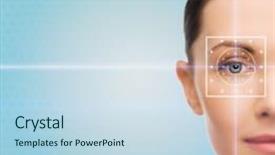  Presentation with blue laser - PPT theme enhanced with her eye over blue background and a sky blue colored foreground