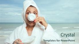  Presentation with funny retirement - Theme enhanced with her face behind a cup background and a sky blue colored foreground