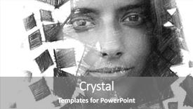  Presentation with painting - Amazing PPT theme having her face dissolves into particles backdrop and a gray colored foreground