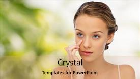  Presentation with natural skincare - Cool new slides with her face over green natural backdrop and a coral colored foreground