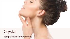  Presentation with girl model - Presentation theme consisting of her face perfect fresh skin background and a lemonade colored foreground