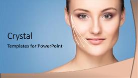  Presentation with health woman running female runner - Slides featuring her face plastic surgery background and a light blue colored foreground