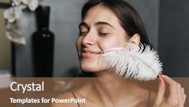  Presentation with dark skin - Beautiful presentation featuring her face with big feather backdrop and a coral colored foreground