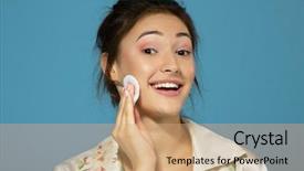  Presentation with teen girl - Audience pleasing PPT layouts consisting of her face with cotton disk backdrop and a coral colored foreground