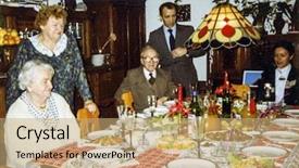  Presentation with family photo - Beautiful presentation theme featuring her family during a christmas backdrop and a coral colored foreground