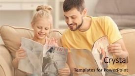  Presentation with magazines - Beautiful theme featuring her father reading magazines backdrop and a  colored foreground
