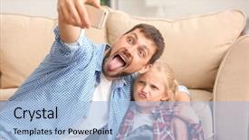  Presentation with father - PPT layouts consisting of her father taking funny background and a light blue colored foreground