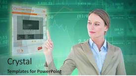  Presentation with shares - Theme enhanced with her finger against stock background and a mint green colored foreground