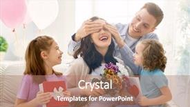  Presentation with happy holiday - Cool new PPT layouts with her flowers gift and card backdrop and a coral colored foreground