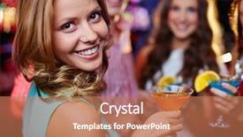  Presentation with cocktail party - PPT theme featuring her friends at party background and a coral colored foreground