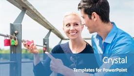  Presentation with hang - Beautiful theme featuring her girlfriend holding padlock backdrop and a teal colored foreground