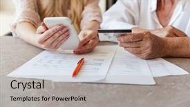  Presentation with generation mobile networks - Presentation featuring her grandmother using mobile background and a light gray colored foreground