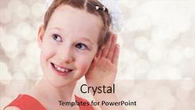  Presentation with light - Slides enhanced with her hand on an ear background and a coral colored foreground