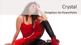  Presentation with ballerina - Beautiful PPT layouts featuring her hand on her head backdrop and a  colored foreground