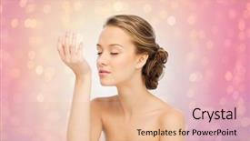  Presentation with serenity - Audience pleasing PPT theme consisting of her hand over rose backdrop and a lemonade colored foreground