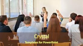  Presentation with giving - Cool new PPT theme with her hand to giving answer backdrop and a tawny brown colored foreground