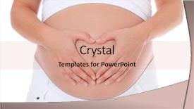  Presentation with pregnant woman in hospital - Presentation design having her hands on her baby background and a coral colored foreground