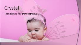  Presentation with baby chickens little cute chicks - Beautiful presentation featuring her hands with pink butterfly backdrop and a lavender colored foreground