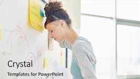  Presentation with goals - PPT layouts with her head against list background and a light gray colored foreground