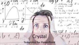  Presentation with equation - Cool new slide deck with her head against math backdrop and a soft green colored foreground