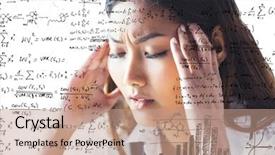  Presentation with maths - Colorful PPT theme enhanced with her head against maths equation backdrop and a coral colored foreground