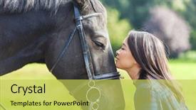  Presentation with horse head - PPT layouts having her head on her horse background and a yellow colored foreground