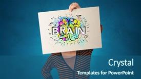  Presentation with paper - Presentation theme enhanced with her head with colorful brain background and a ocean colored foreground