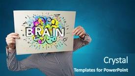  Presentation with older person holding pills - Slide set featuring her head with colorful brain background and a ocean colored foreground