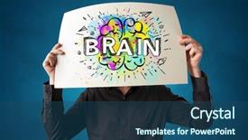  Presentation with paper - PPT theme enhanced with her head with colorful brain background and a ocean colored foreground