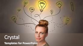  Presentation with solutions - Audience pleasing presentation theme consisting of her head with different solutions backdrop and a violet colored foreground