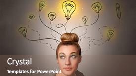  Presentation with solutions - Audience pleasing slide set consisting of her head with different solutions backdrop and a violet colored foreground