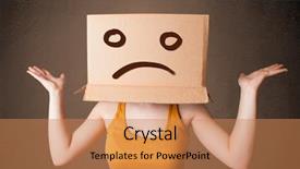  Presentation with sad girl - Amazing slide deck having her head with sad face backdrop and a coral colored foreground