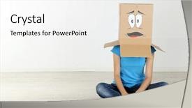  Presentation with sad woman - PPT theme consisting of her head with sad face background and a white colored foreground
