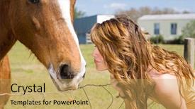  Presentation with horse teen - Presentation design having her horse on the nose background and a  colored foreground