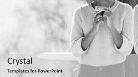  Presentation with black girl - PPT theme with her house and drinking coffe background and a  colored foreground