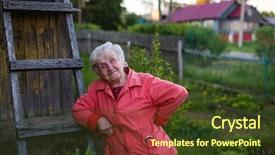 Presentation with elderly - Cool new presentation design with her house in the village backdrop and a tawny brown colored foreground