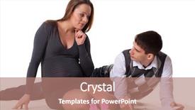  Presentation with interacial pregnant family - Slides enhanced with her husband plan the family background and a coral colored foreground