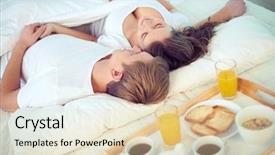  Presentation with happy birthday for husband - Slide set having her husband relaxing on bed background and a lemonade colored foreground