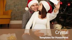  Presentation with pregnant woman - PPT layouts enhanced with her husband while celebrating christmas background and a  colored foreground