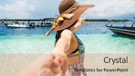  Presentation with honeymoon - Slide deck featuring her in vacation or honeymoon background and a coral colored foreground