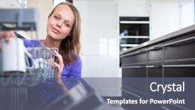  Presentation with kitchen appliance - Audience pleasing slides consisting of her keep the home tidy backdrop and a gray colored foreground