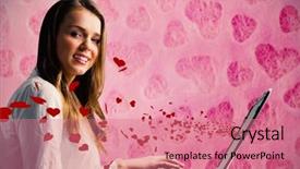  Presentation with animation - Slide deck featuring her laptop against heart background and a  colored foreground