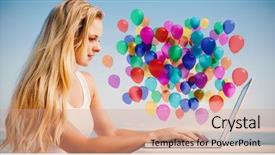  Presentation with laptop - Slides consisting of her laptop at the beach background and a  colored foreground